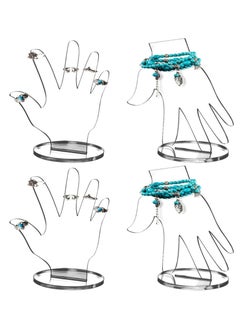 4 Pcs Clear Hand Ring Holder Set Acrylic Hand Form Jewelry Display Bracelet Ring Stand Holder Fingers Jewelry Organizer Transparent Aesthetic Mannequin Display for Necklaces Selling Room Decor