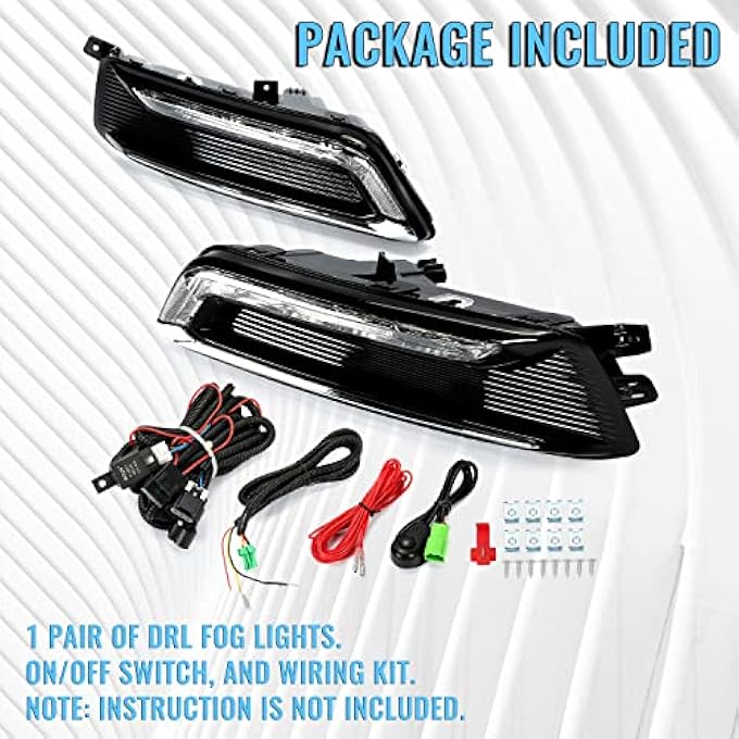 HECASA Led Fog Light Set Compatible With 20142020 Chevrolet Impala Replacement For Gm2562102 Gm2563102 WFog Light Bezel Wiring Switch Kit Pair Fog Lamp Clear LensBlack Housing Mo688 - Image 4