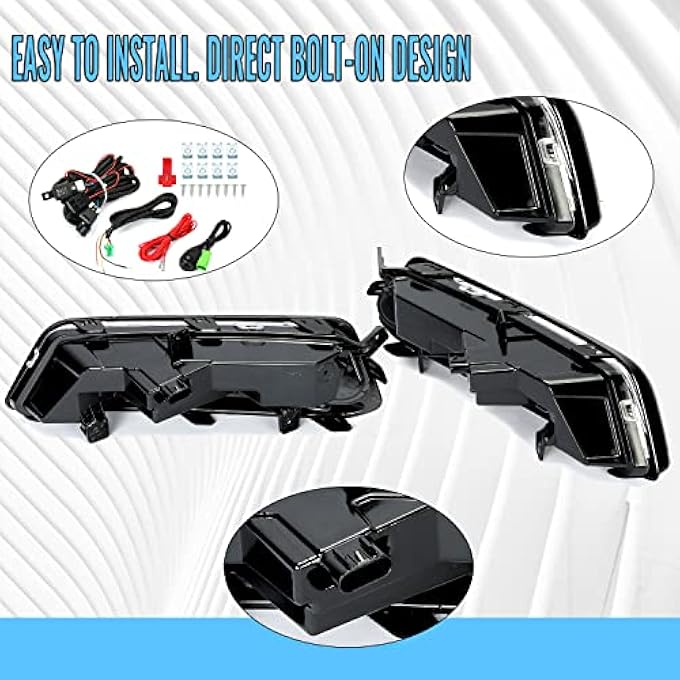HECASA Led Fog Light Set Compatible With 20142020 Chevrolet Impala Replacement For Gm2562102 Gm2563102 WFog Light Bezel Wiring Switch Kit Pair Fog Lamp Clear LensBlack Housing Mo688 - Image 5