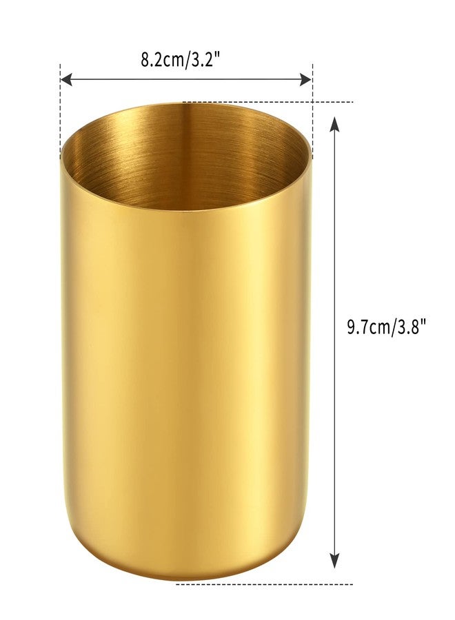 luvtree 2 Pieces Golden Round Stainless Steel 304 Pen Holder, Desk Pencil Organizer, Makeup Brush Storage, Kitchen Cutlery Holder, Multi-Purpose Office and Home Accessory - Image 2