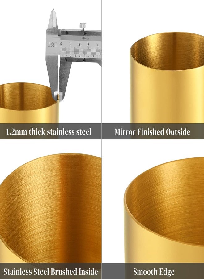 luvtree 2 Pieces Golden Round Stainless Steel 304 Pen Holder, Desk Pencil Organizer, Makeup Brush Storage, Kitchen Cutlery Holder, Multi-Purpose Office and Home Accessory - Image 5