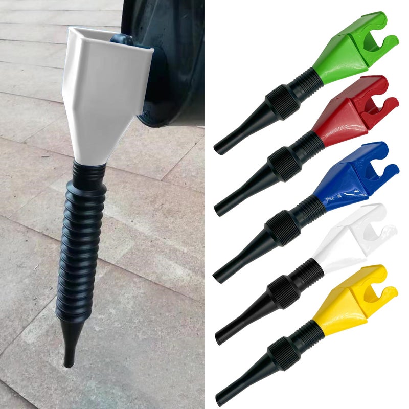Alieemo Retractable Car Fuel Funnel 5 Pcs Plastic Flexible Draining Tool Funnel for Cars and Motorcycles Automotive Wide Mouth Snap Funnel for Engine Oil Liquid Diesel Gasoline 5 Colours - Image 3