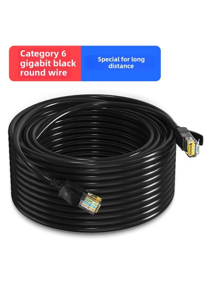 Network Cable Household Super 6 6 Class 5 Router Computer Broadband Connection Network Cable Outdoor High Speed 10m20 M Gigabit-Color:Six Types Of Black Round Wire  High Speed Without Freezing-Line - Image 1