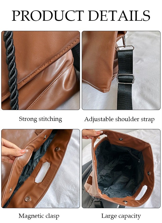 DUNISO - Women's Shoulder Tote Bag Faux Leather Handbag for Women Large Capacity Messenger Fashionable Travel Shoulder Bag for Ladies Girls College Students - Image 1