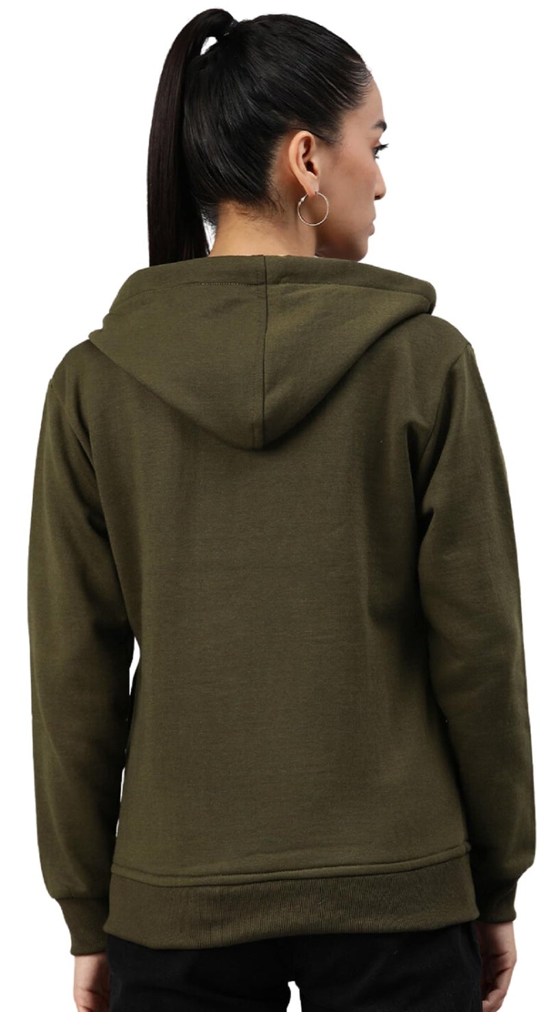 ADBUCKS Sweatshirts for Women Stylish Winter | Women Sweatshirt for Winter Stylish | Fleece Hoodie for Women | Winter Jacket Sweatshirts Zipper | Winter Sweater for Women Stylish Olive - Image 3