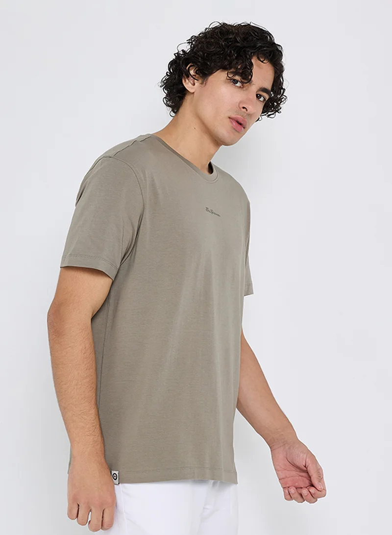 Ben Sherman Spandex Logo Embroidered Crew Neck T-Shirt
