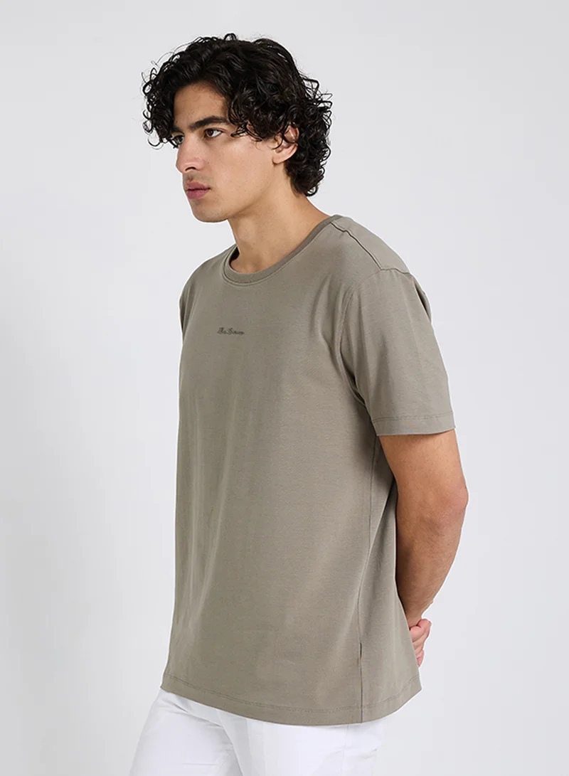 Ben Sherman Spandex Logo Embroidered Crew Neck T-Shirt