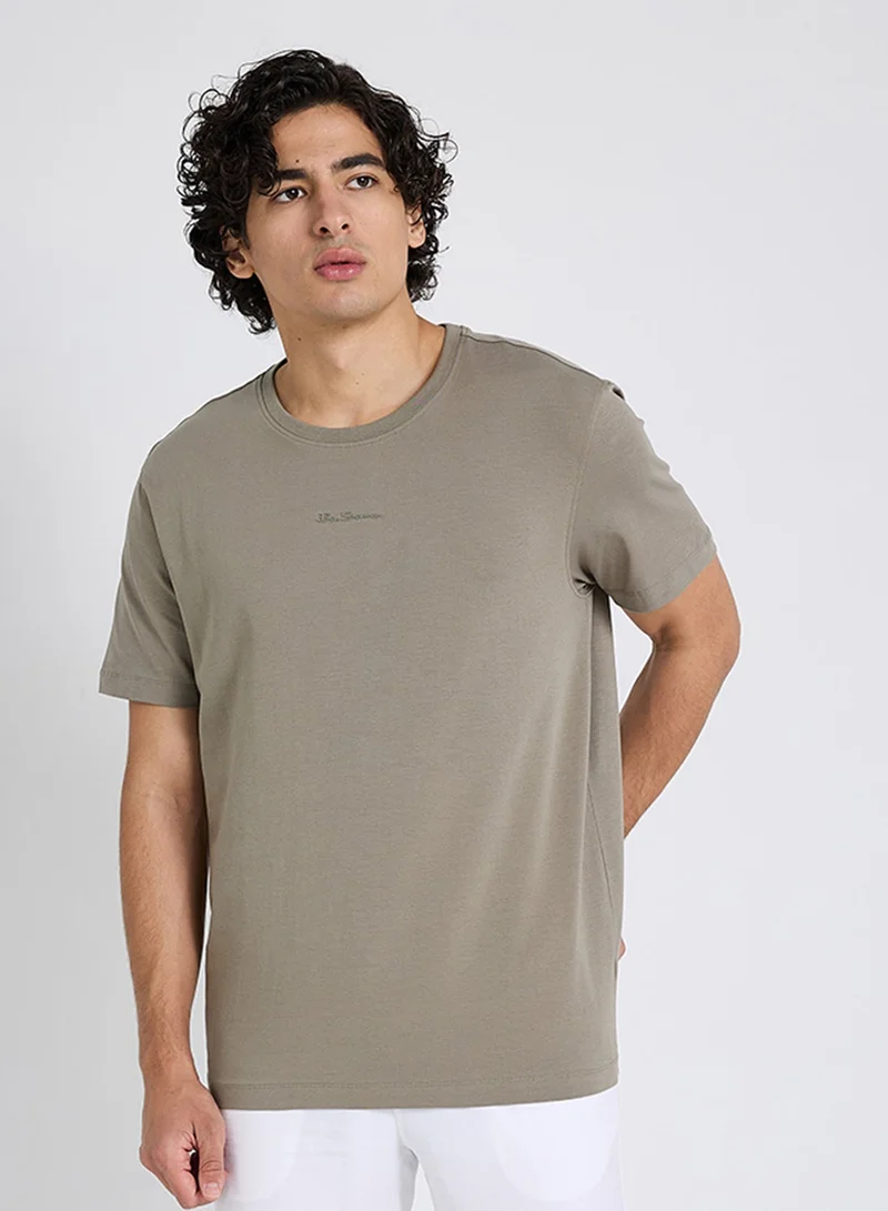Ben Sherman Spandex Logo Embroidered Crew Neck T-Shirt
