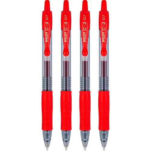 Pilot G2 Premium Gel Roller Pens, Fine Point 0.7 mm, Red Pens, Pack of 4 - Ideal for School, Journaling & Office Writing - Image 3