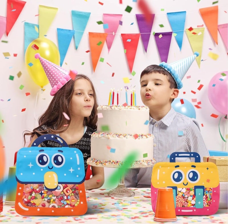 VRB Dec أكياس ألمنيوم 48 قطعة، أكياس هدايا للعودة لعيد ميلاد الأطفال، أكياس هدايا العودة لحفلة عيد الميلاد للأولاد والبنات، أكياس هدايا ملونة (48 قطعة بتصميم ختم عين لطيف)، متعددة الألوان - Image 3