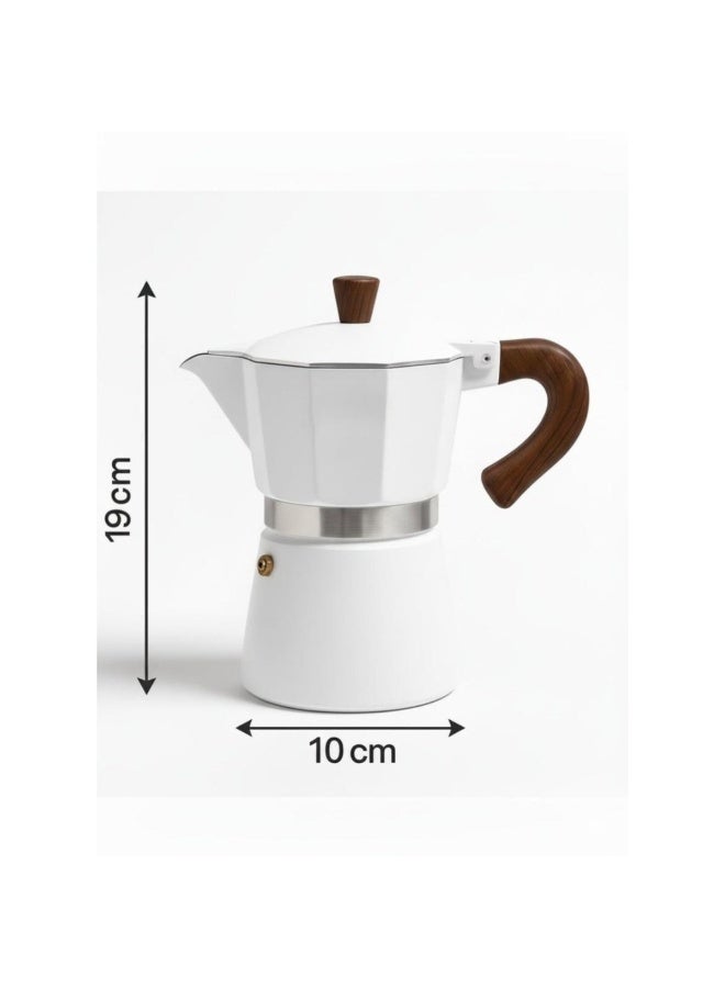 Tradeo Electric Coffee Maker 300ML 500W, 6 Cups Moka Pot with Hot Plate, Portable Espresso Maker White - Image 3