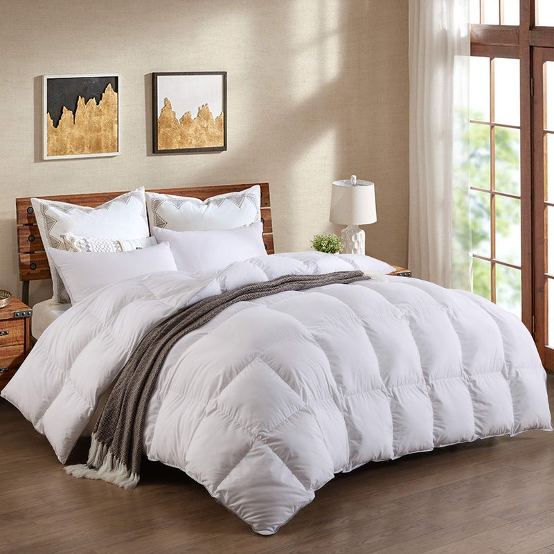 Duck Feather Down Duvet Double Quilt 135 Tog Luxury Comforter Deluxe Duvet Best Hotel Quality Super Soft Warm and Cosy Anti Allergy Computer Quilted Self piping D