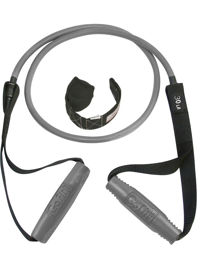 GoFit Gofit Resistance Power Tubes/Bands Resistance/Strength Training, Yoga, Pilates, Physical Therapy Includes Door Anchor & Training Manual, 30 Lbs. Silver  - Image 1