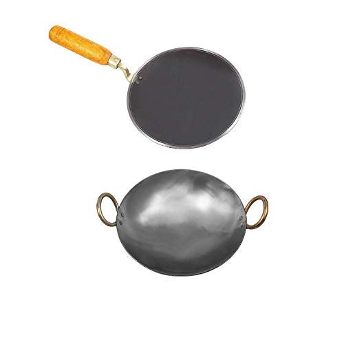 KITCHEN SHOPEE Traditional Black tawa and 10 Inch Iron Kadai for Cooking - Image 1