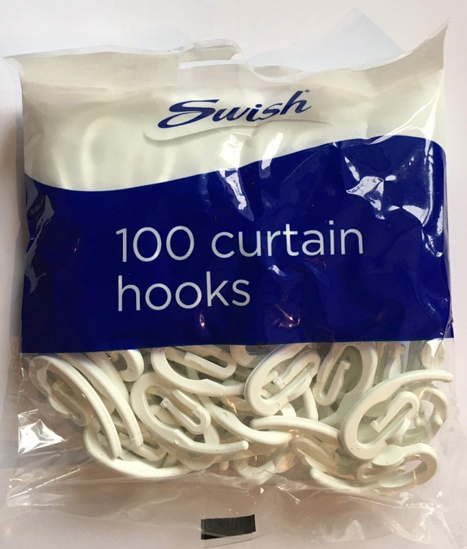CURTAIN HOOKS WHITE 100 RETAIL PACK