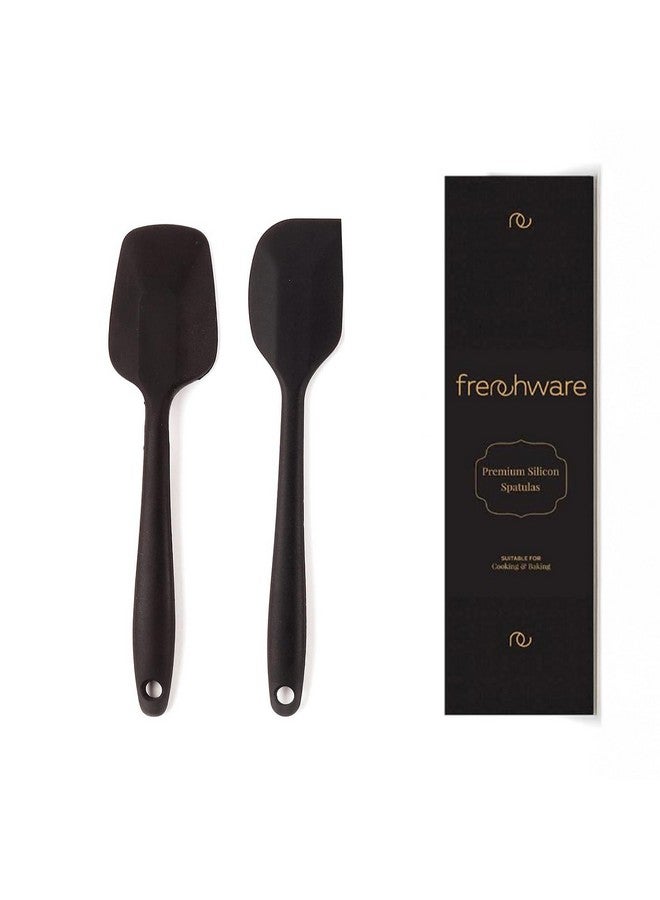FrenchWare Frenchware Non-Stick Premium Silicone Spatula (Large Spatula & Large Spoon, Black) for Cooking, Baking & Mixing, Seamless Design - Image 1