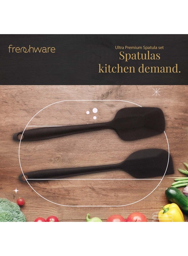 FrenchWare Frenchware Non-Stick Premium Silicone Spatula (Large Spatula & Large Spoon, Black) for Cooking, Baking & Mixing, Seamless Design - Image 5