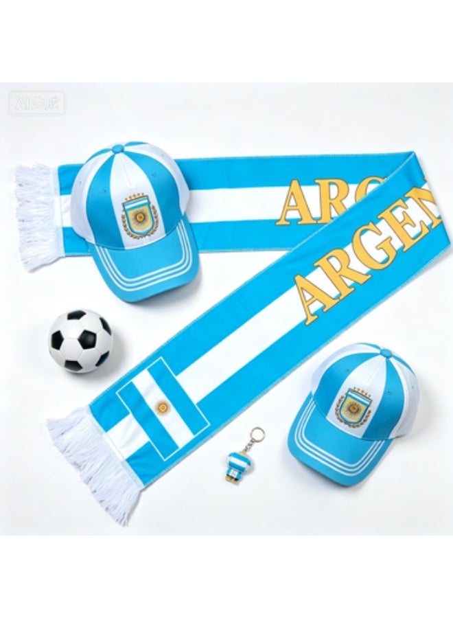 Argentina National Football Team Fan Scarf - Light Blue & White Stripes with Sun of May, Polyester Satin - Image 3