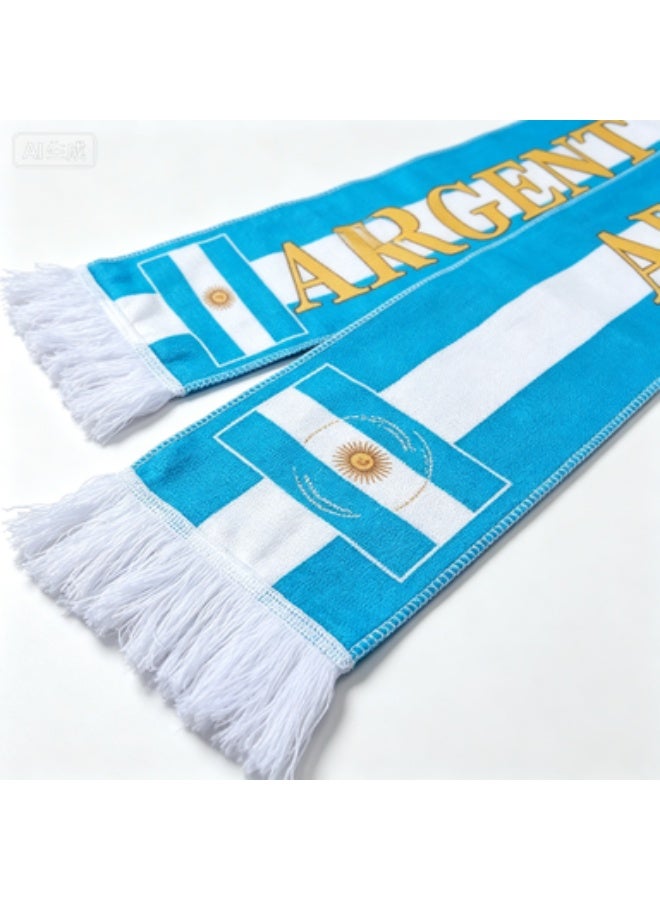 Argentina National Football Team Fan Scarf - Light Blue & White Stripes with Sun of May, Polyester Satin - Image 4