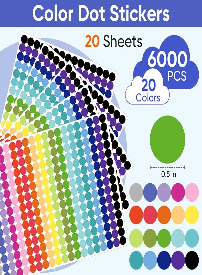 labelon 12,000 pieces round multi-coloured self-adhesive stickers in 20 colours, suitable for classrooms, offices, inventory organization and filing of documents (6 mm). - Image 2