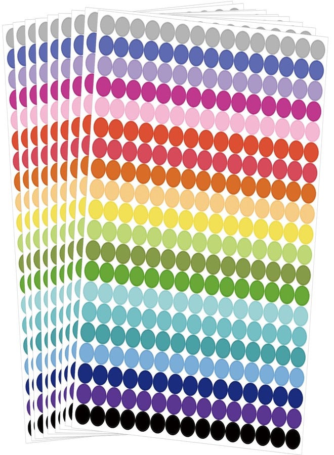 labelon 12,000 pieces round multi-coloured self-adhesive stickers in 20 colours, suitable for classrooms, offices, inventory organization and filing of documents (6 mm). - Image 1