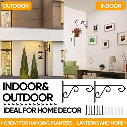 QTJUST 6Inch Hanging Plant Bracket 2Pack Metal Wall Hook,Anti-Rust Indoor Outdoor Wall Hangers for Bird Feeders, Planters, Lanterns, Wind Chimes,Doorplate. - Image 3