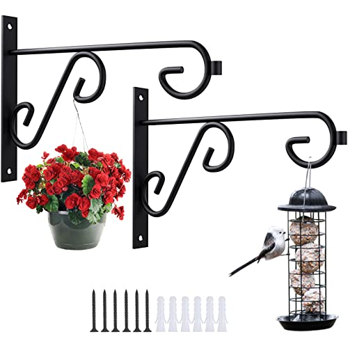 QTJUST 6Inch Hanging Plant Bracket 2Pack Metal Wall Hook,Anti-Rust Indoor Outdoor Wall Hangers for Bird Feeders, Planters, Lanterns, Wind Chimes,Doorplate. - Image 1