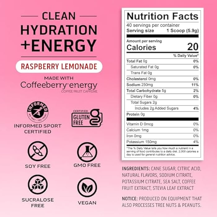 Ascent مسحوق أسنت لتنظيف الترطيب + الطاقة - 100 ملغ كافيين، 400 ملغ إلكتروليتات، بدون مكونات صناعية، ليمون توت العليق 40 حصة - Image 3
