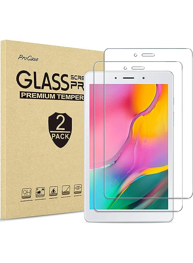 Procases [2 Pack] Galaxy Tab A 8.0 2019 Screen Protector T290 T295, Tempered Glass Screen Film Guard for 8.0 inch Galaxy Tab A 2019 Without S Pen Model SM-T290 (Wi-Fi) SM-T295 (LTE) - Image 1