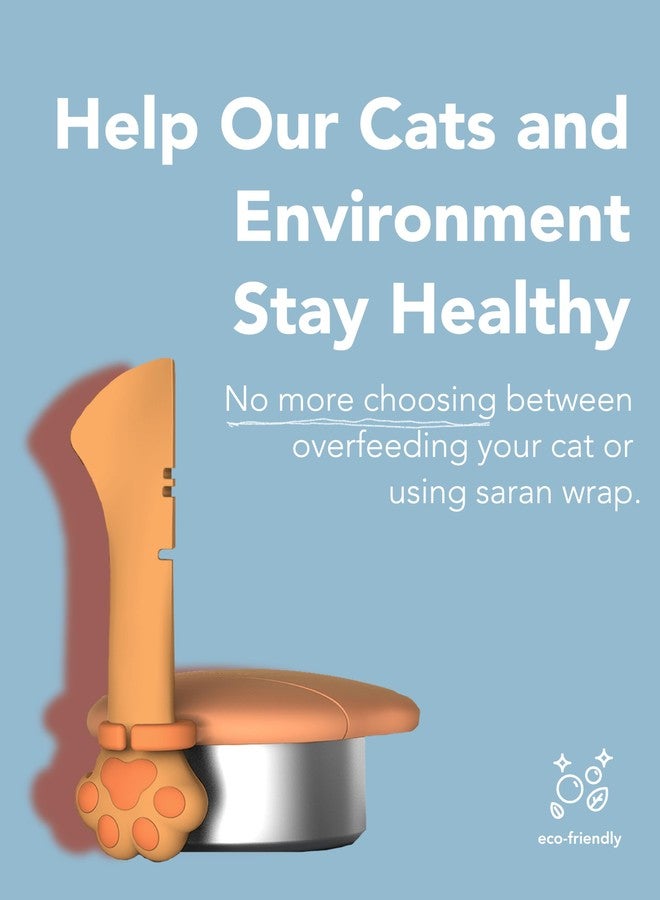 Lukamoo® Cat Food Can Lid/Can Cover Set (Two Lids, One 2-in-1 Spoon/Opener), for Cats & Dogs Dishwasher Safe, Universal (Orange) - Image 2