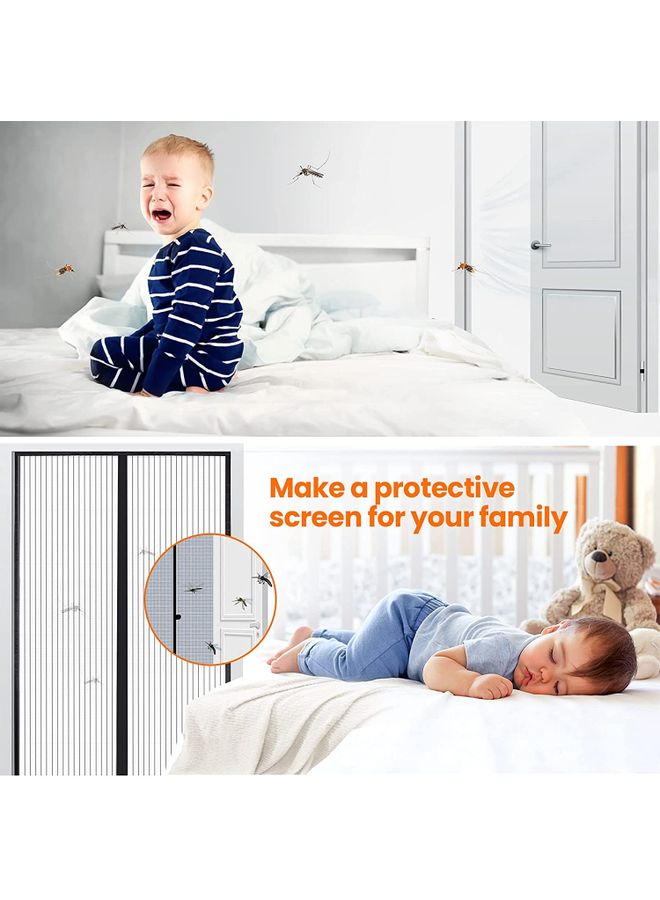 NIBEMINENT Magnetic Closure Heavy Duty Mesh Screen Doors With Magnets Multicolor 100x210cm  - Image 2
