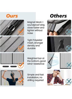 NIBEMINENT Magnetic Closure Heavy Duty Mesh Screen Doors With Magnets Multicolor 100x210cm  - Image 4