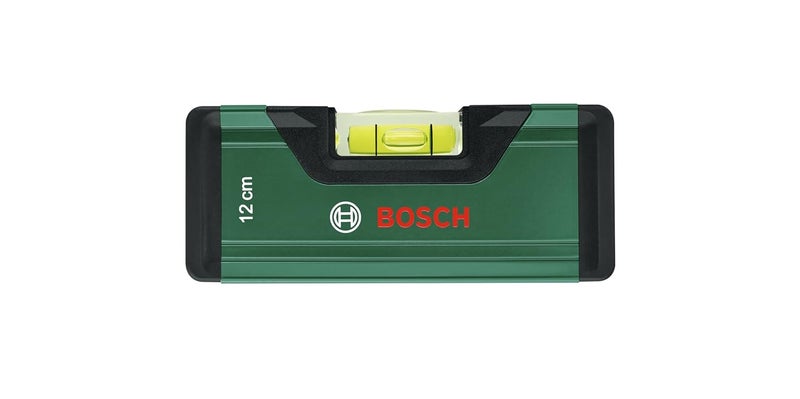 BOSCH مستوى روح 12 سم | مدمج وقابل للحمل | فقاعة عالية الدقة لقراءات دقيقة | هيكل من الألمنيوم المتين | تصميم مريح لراحة الإمساك | مثالي للمشاريع الصغيرة - Image 1