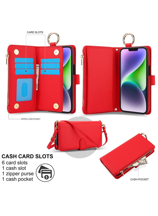 Zaboon Case For iPhone 11 Crossbody Ring Multifunctional Wallet Leather Phone Case - Image 2