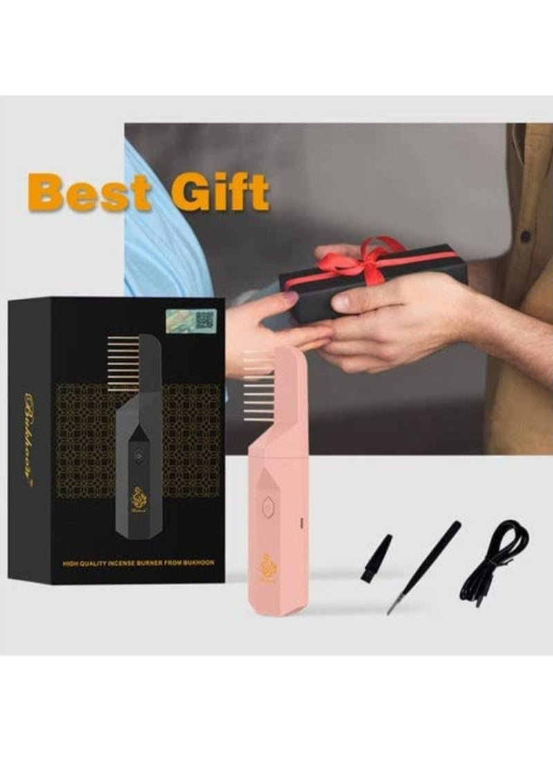 Bukhoor USB Rechargeable Comb Electric Bakhoor Luxury Incense Burner B26 PINK  - Image 5