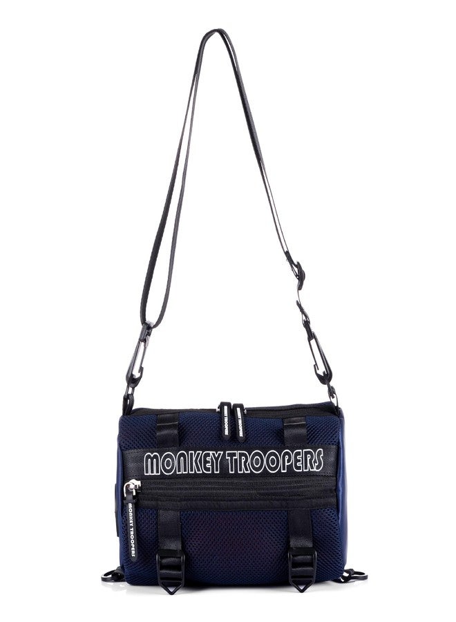 MONKEY TROOPERS Webster Crossbody, Sling Bag for Men Women Latest Boys Girls, Premium Stitching, Branded Zippers, Water resistant, Hiking, Travelling, Gym, Outdoor, Lightweight & Tough (Navy Blue) - Image 1