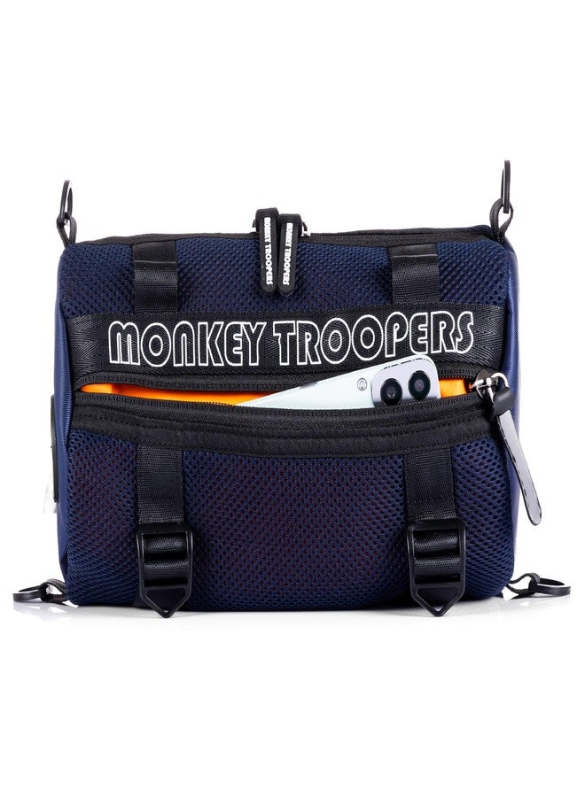 MONKEY TROOPERS Webster Crossbody, Sling Bag for Men Women Latest Boys Girls, Premium Stitching, Branded Zippers, Water resistant, Hiking, Travelling, Gym, Outdoor, Lightweight & Tough (Navy Blue) - Image 4