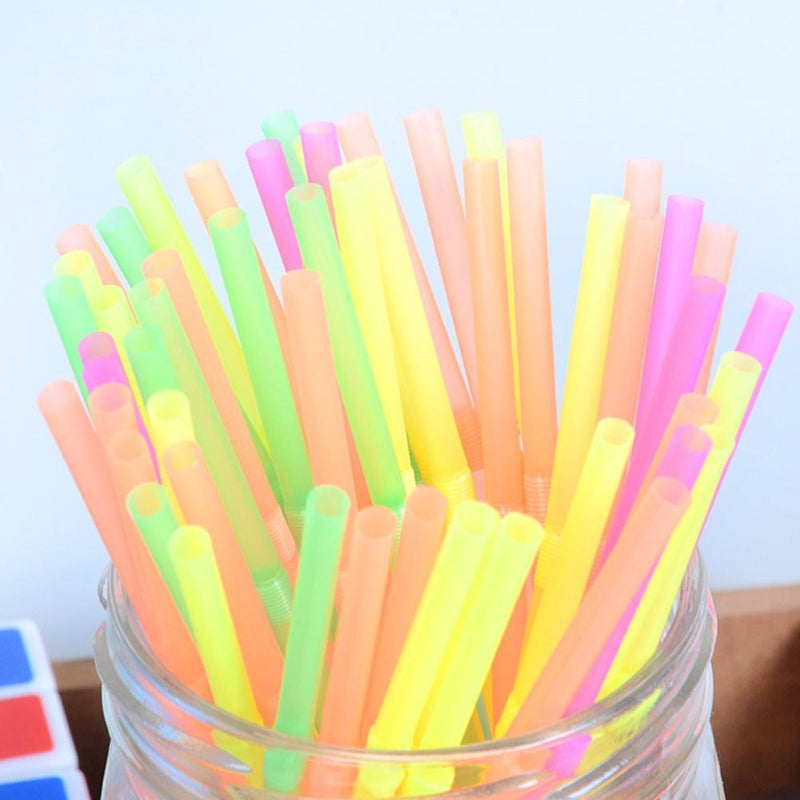 Sold in packs of 100. Disposable colorful fluorescent art straws in various shapes, perfect for juice, milk tea, soy milk, and other beverages. 100 straws per pack. - Image 5