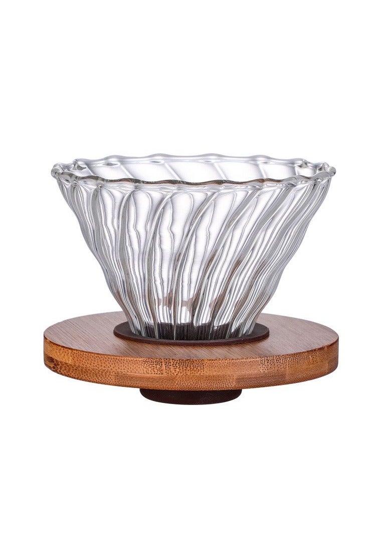 طقم تقطير v60 الة قهوة مكونة من قمع زجاجي وسيرفر زجاجي وعاء قهوة بلون الشفّاف بسعة 600 مل - Image 2