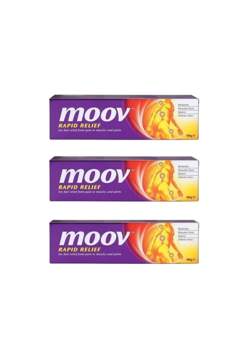 Moov Quick pain-relief ointment, instant effect, consisting of 3 pieces of 100 grams each - Image 1