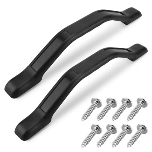 SAQXK 2Pcs RV Camper Trailer Grab Handle Black Plastic 11 inch RV Entry Door Handle Grab Bar for Trailer Boat Motorhome Trucks Door Assist Bar Replacement All Weather Use - Image 1
