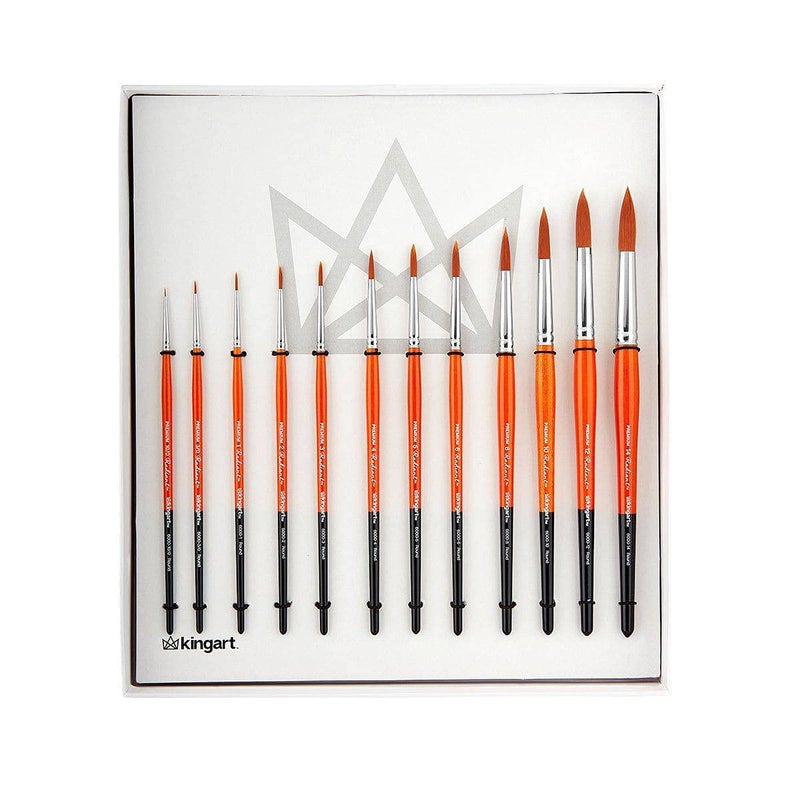 KINGART 1080D Premium Radiant Series Golden Synthetic Brushes, Set of 12, for Acrylic, Oil and Watercolor, Gift Box - Image 1