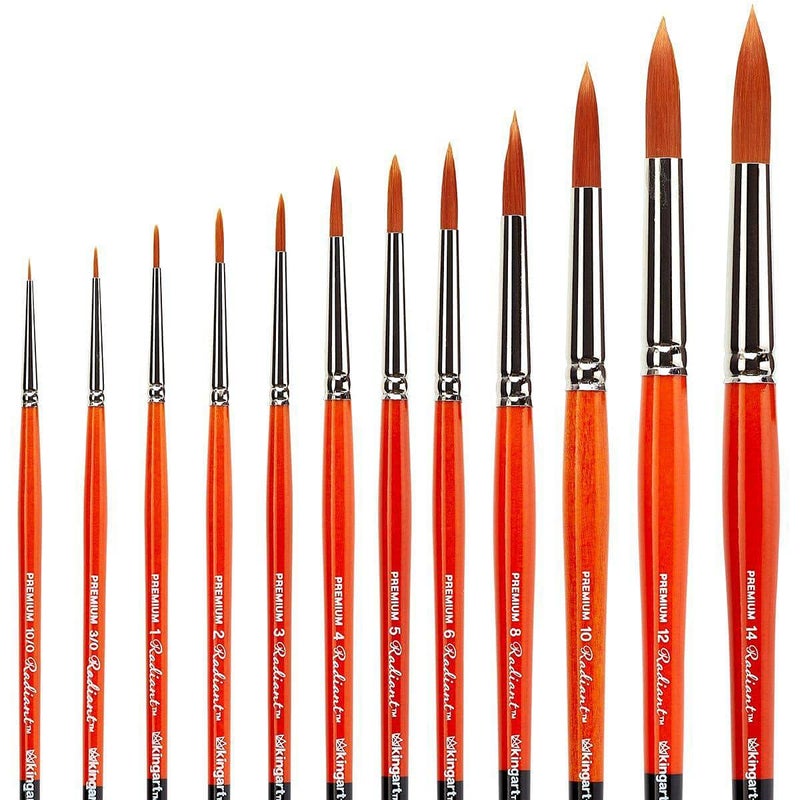 KINGART 1080D Premium Radiant Series Golden Synthetic Brushes, Set of 12, for Acrylic, Oil and Watercolor, Gift Box - Image 4