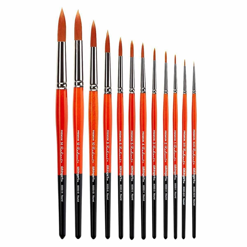 KINGART 1080D Premium Radiant Series Golden Synthetic Brushes, Set of 12, for Acrylic, Oil and Watercolor, Gift Box - Image 3