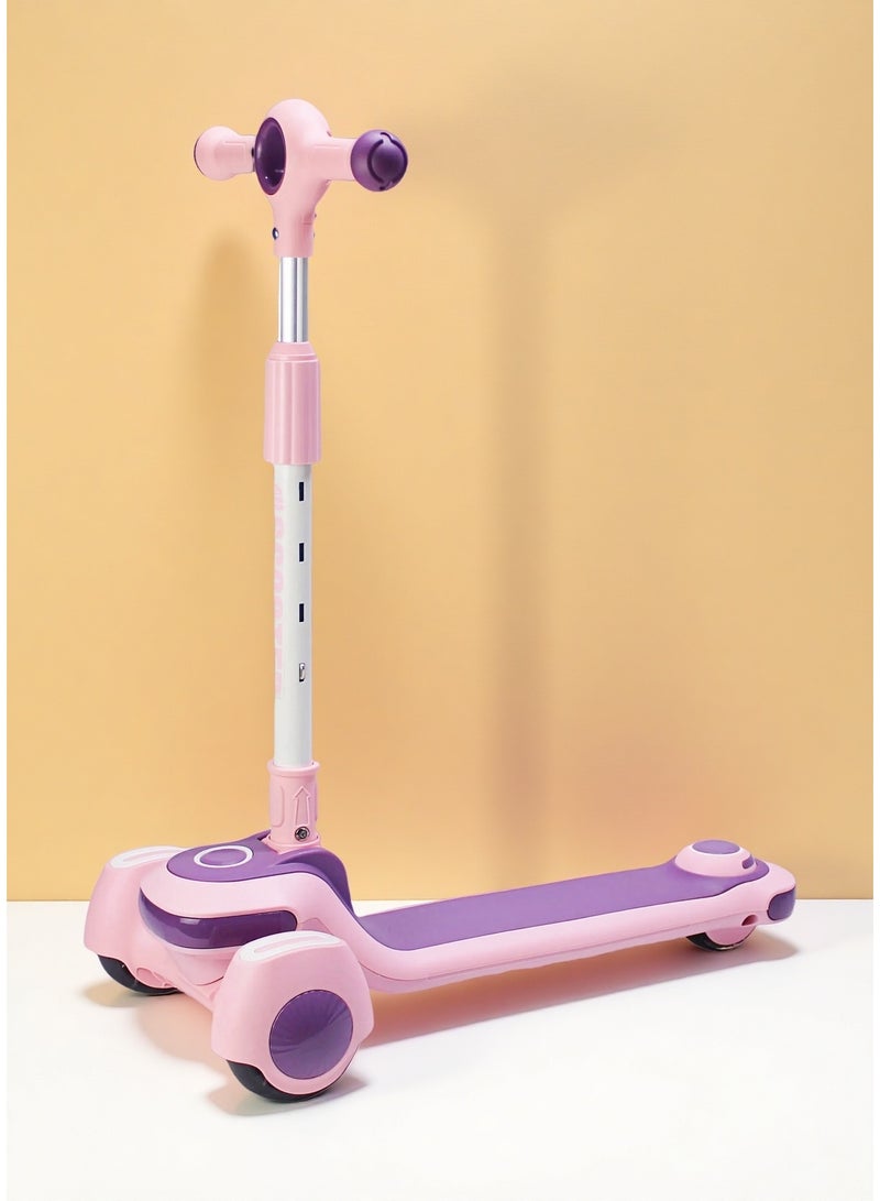 إيزي فيتشور سكوتر ركل قابل للطي من إيزي فيوتشر للأطفال من سن 3 إلى 8 سنوات: مقبض قابل لتعديل الارتفاع، عجلات LED، فرامل خلفية وميزات موسيقية ممتعة - Image 1