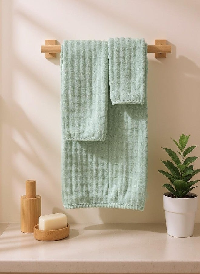 COZYART طقم مناشف كوزي آرت الخالية من الوبر، 8 قطع، لون أخضر فاتح، سميكة، فائقة النعومة، ماصة وسريعة الجفاف، مصنوعة من ألياف دقيقة ثلاثية الأبعاد بنمط فقاعات، طقم للاستخدام اليومي في الحمام، يتضمن منشفتين للاستحمام، ومنشفتين للشعر، ومنشفتين لليدين، ومنشفتين للوجه. - Image 3