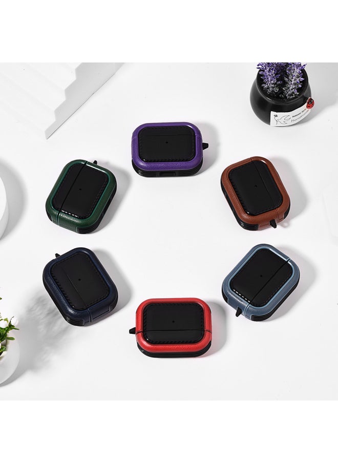 Generic - Suitable For Airpods 3rd Generation Bluetooth Headset Protective Cover For Apple Pro2 Pure Color Leather Pattern Soft Shell Simple Anti-fall Export-Color:Leather Texture Soft Shell-black + White (with Packaging Box)-Applicable Models:Airpods 3rd Generation Headphone Cover - Image 1