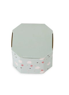 A set of (12) luxury distribution boxes, cyan color, in terrazzo style