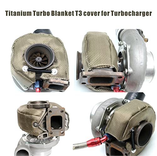 Ummickl Titanium Turbo Blanket Heat Shield Cover Turbocharger Cover Heat Shield Barrier Fiber Turbo Blanket for T3 T25 T28 GT25 GT28 GT30 GT32 GT35 CT26 Turbocharger Cover Wrap with Locking Springs - Image 3