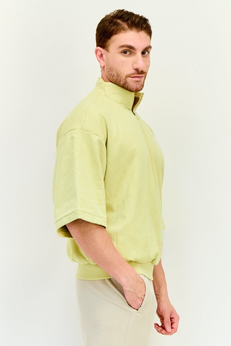 Adidas Men Sportswear Fit Short Sleeve Outdoor Sweatshirt, Light Green  - Image 2